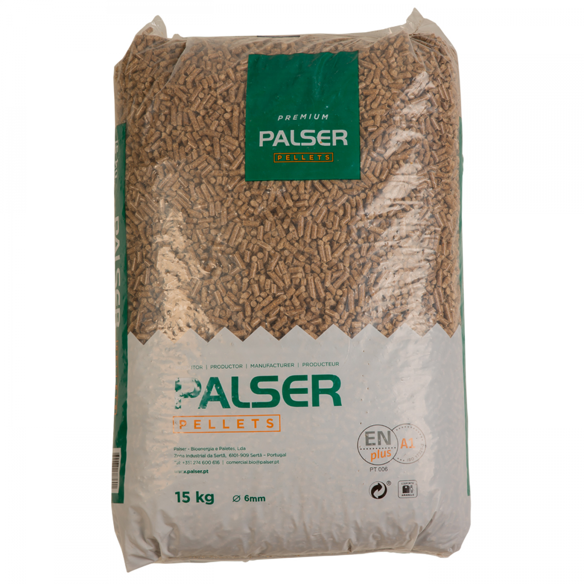 Pellets Palser ENplus A1 – Palete 60 Sacos de 15 kg (900 kg)