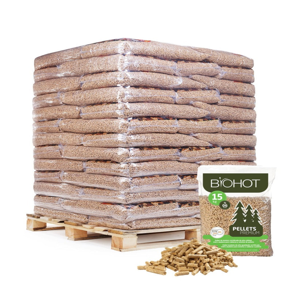 Pellets de Madeira Biohot ENplus A1 – 65 Sacos de 15 kg – 975 kg